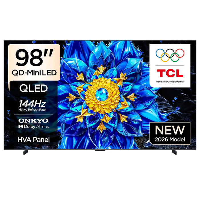 TCL 98 Inch QD-Mini LED 4K Smart TV | 144Hz Native Refresh Rate | ONKYO | HVA Panel | 2026 Model | 98P8L