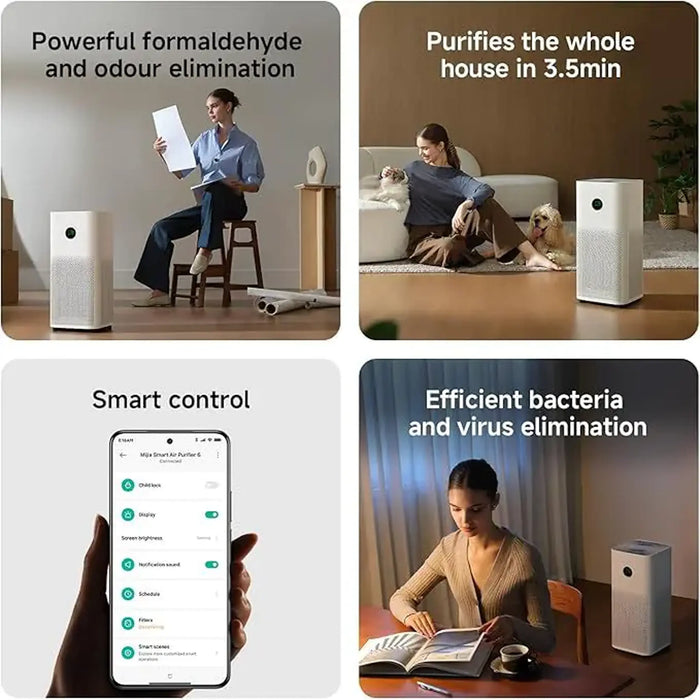 Xiaomi Smart Air Purifier 6 | 443m_/h CADR | Covers Rooms Up To 87.5m_ | 5-in-1 HEPA And Activated Carbon Filtration | Five-Sensor Air Quality Monitoring | Smart App And Voice Control | 40W | White | AC-M25-SC