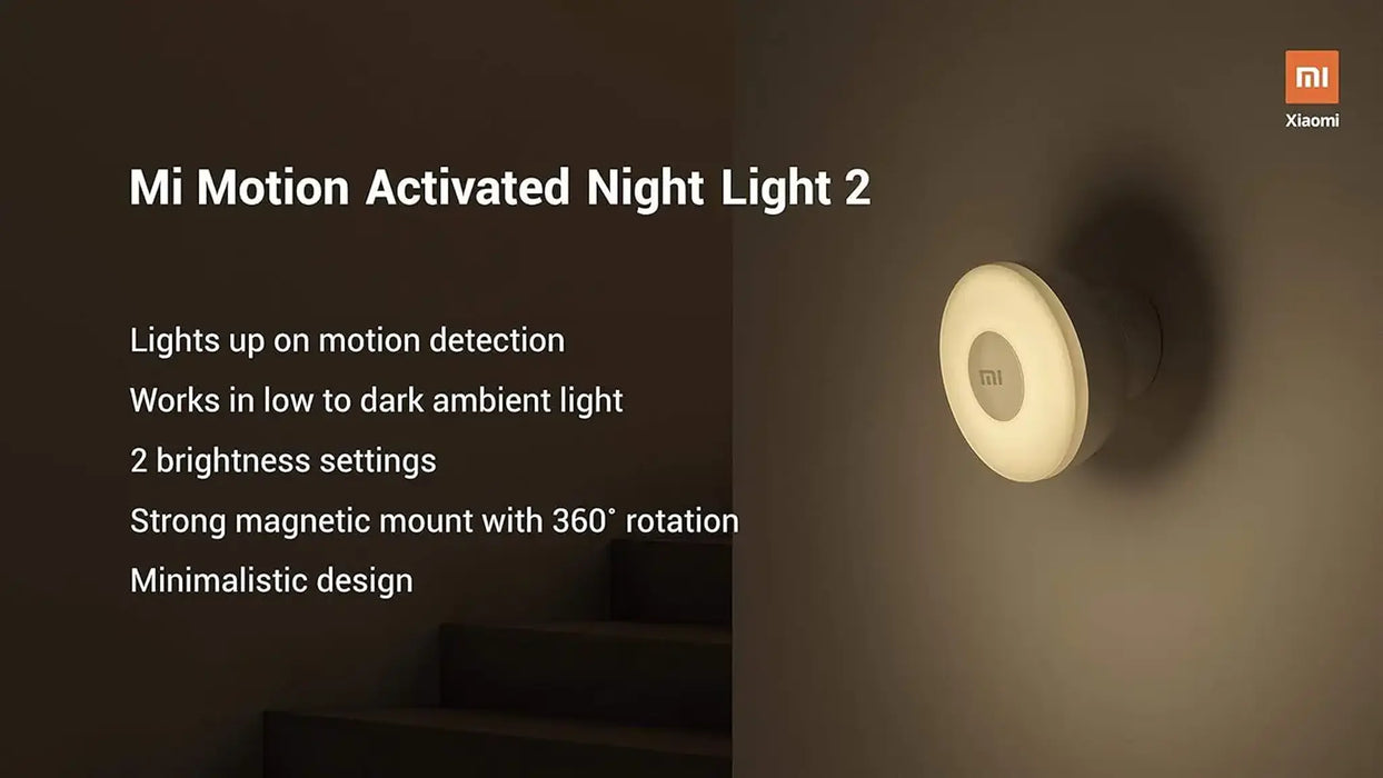 Xiaomi Mi Motion-Activated Night Light 2 Bluetooth | 3-in-1 Smart Motion & Light Sensor | 360¡ Rotating Magnetic Base | App Control | Warm 2800K Eye-Friendly Light | MJYD02YL-A