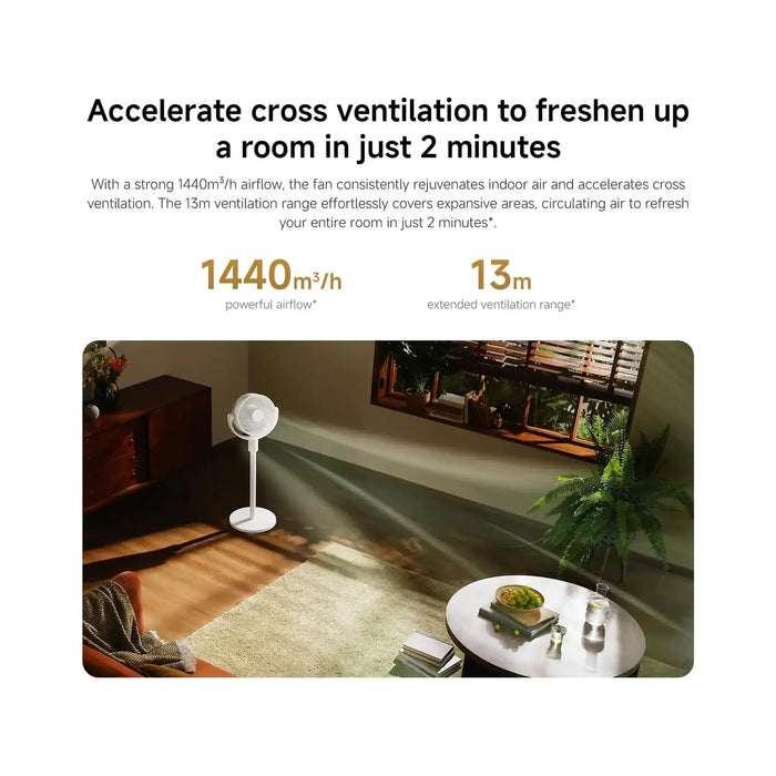 Xiaomi Smart Standing Air Circulation Fan | 1440m_/h Airflow | 13m Long-Range Ventilation | 100¡ Vertical & 120¡ Horizontal Oscillation | Smart App & Voice Control | White | BPLDS11DM