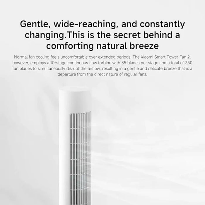 Xiaomi Smart Tower Fan 2 | 24W DC Inverter Motor | 150¡ Wide Oscillation | 10m Airflow Range | Wi-Fi App and Voice Control | Child Safety Protection | White | BPTSO2DM