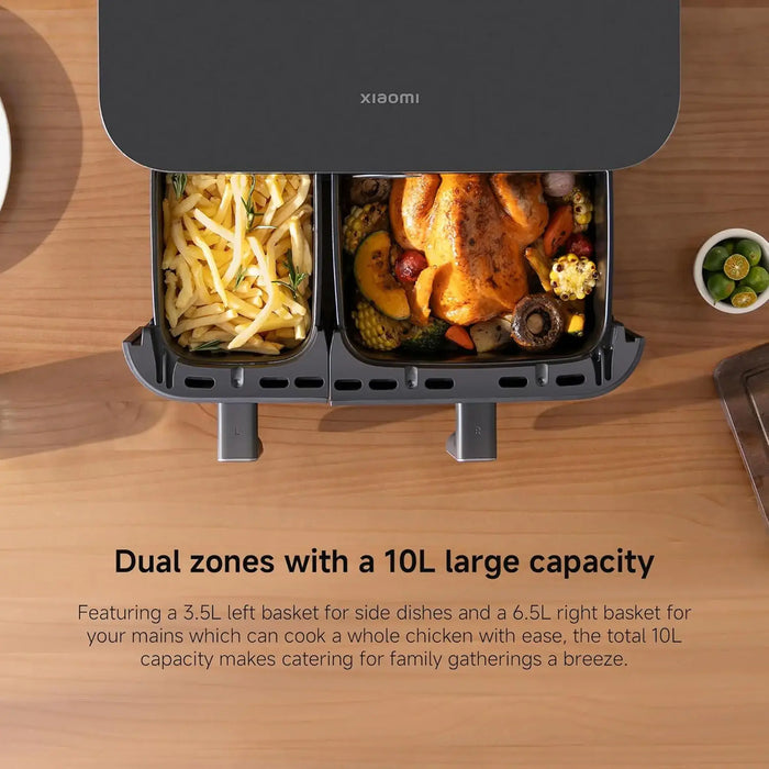 Xiaomi Dual Zone Air Fryer 10L | 10L Capacity (3.5L + 6.5L) | 2700W High Power | Dual Independent Baskets | 40Ð230¡C Temperature Range | Black | MAF-D1001