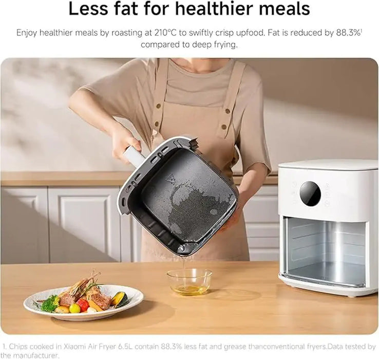 Xiaomi Air Fryer 6.5L White | 6.5L Capacity | 1700W Power | 360¡ Hot Air Circulation | 7 Preset Programs | Low-Oil Healthy Cooking | Easy Clean | BHR083MEU