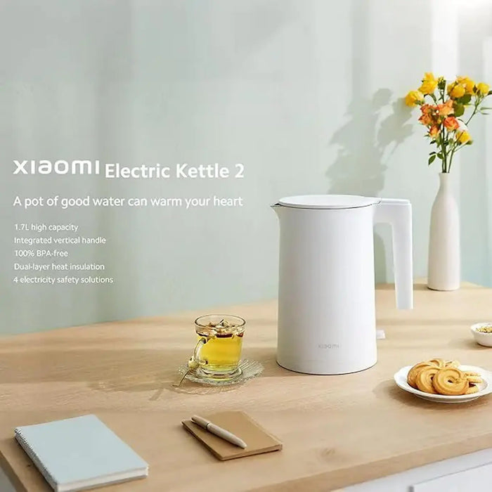 Xiaomi Electric Kettle 2 | 1.7L High Capacity Up To 8 Cups | 1800W Quick Boil | BPA-Free 304 Stainless Steel Interior | Dual Layer Heat Insulation | Auto Shut-Off And Boil-Dry Protection | White | MJDSH04YM