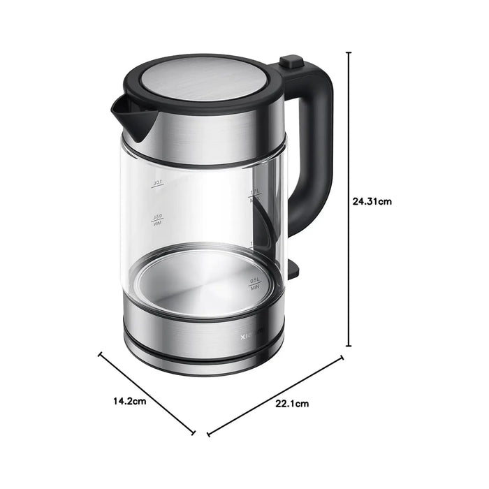 Xiaomi Electric Glass Kettle EU | 1.7L Capacity | 2200W Fast Boil | Borosilicate Glass | LED Heating Indicator | Black Transparent | MJDSH05FD