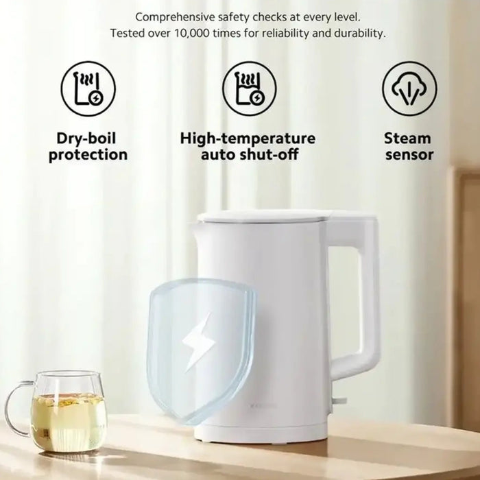Xiaomi Electric Kettle 2 Lite | 1.5L Capacity | 1500W Power | 220Ð240V 50/60Hz | Double-Layer Insulated Design | Food-Grade 304 Stainless Steel Interior | White | MJDSH06-A
