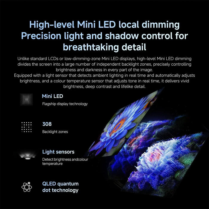 Xiaomi TV S Mini LED 65 4K Smart TV | 65 Inch QD-Mini LED | 144Hz Refresh Rate | Dolby Vision Dolby Atmos HDR10+ | Google TV Wi-Fi 6 HDMI 2.1 | Low-Reflection Display