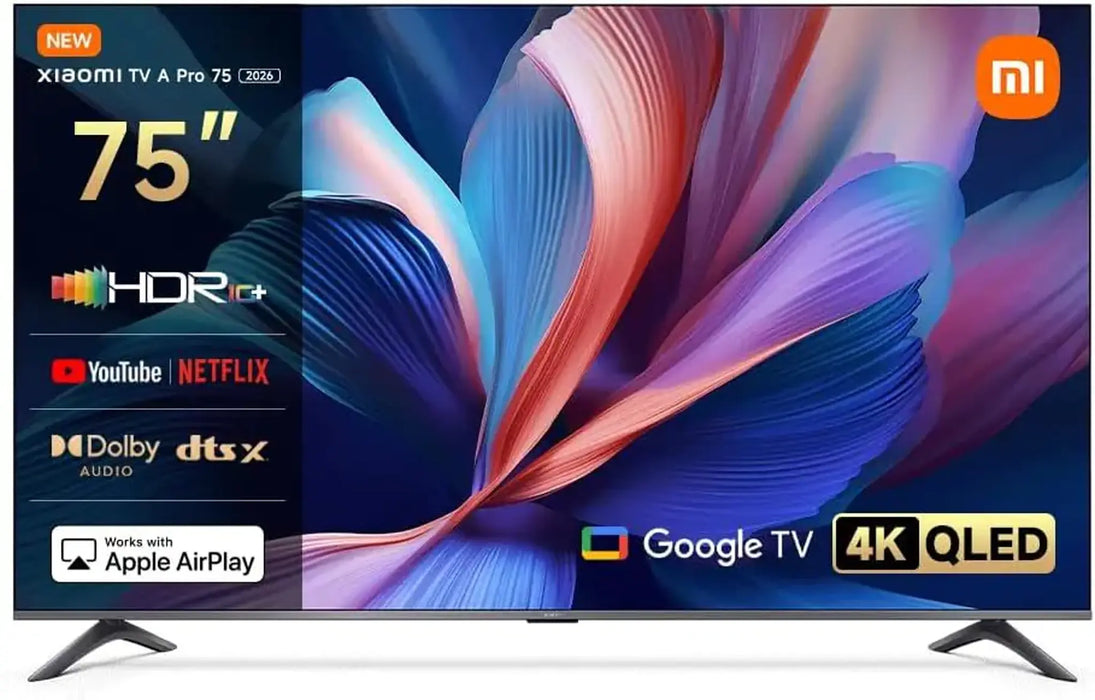 Xiaomi TV A Pro 75 Inch 4K QLED Smart TV | 60Hz Refresh Rate | Google TV | Dolby Audio DTS:X DTS Virtual:X | Dark Grey