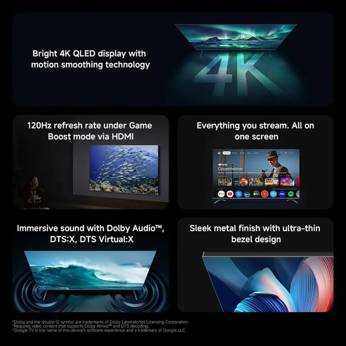 Xiaomi TV A Pro 75 Inch 4K QLED Smart TV | 60Hz Refresh Rate | Google TV | Dolby Audio DTS:X DTS Virtual:X | Dark Grey