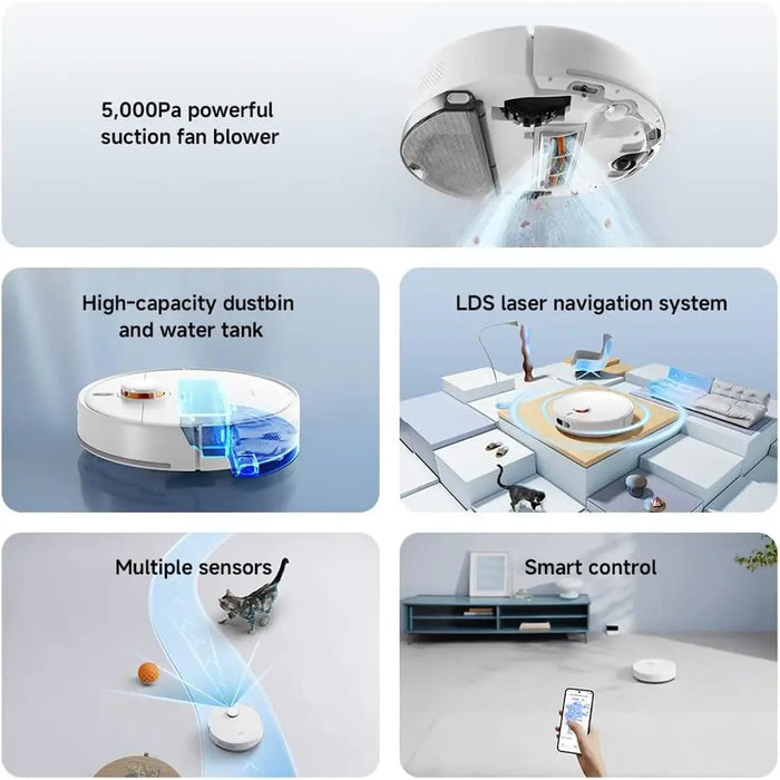 Xiaomi Robot Vacuum S40C UK | 5000Pa Suction | LDS Laser Navigation | 2-in-1 Vacuum & Mop | App & Voice Control | White | 61123-MP