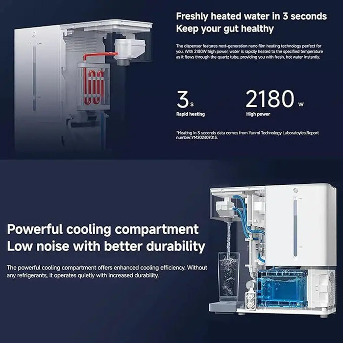 Xiaomi Smart Water Dispenser Hot And Cold | 3L Water Tank Capacity | 2180W Instant Heating In 3 Seconds | Cooling Down To 7¡C | Stepless 1¡C Temperature And Volume Adjustment | App Control And Child Lock | MJMY23-A