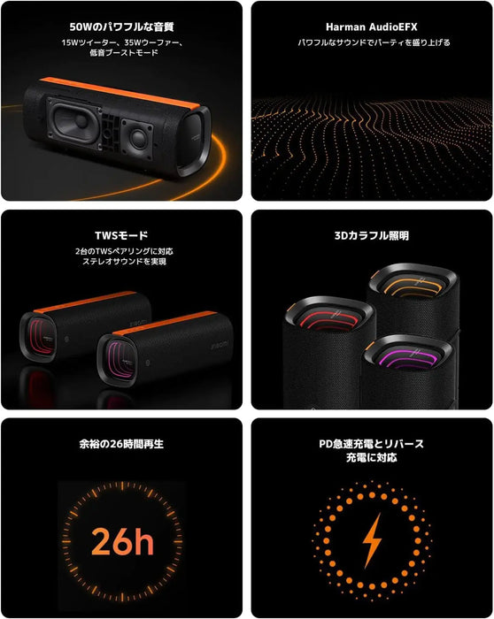 Xiaomi Sound Party Bluetooth Speaker | 50W Powerful Sound | 35W Woofer 15W Tweeter | 26 Hour Battery | IP67 Waterproof | Bluetooth 5.4 | Black | MDZ-39-DB