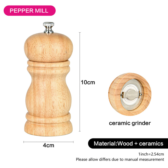 Salt and Pepper Mill Rook Shape Light Brown Wooden Style 4x10cm