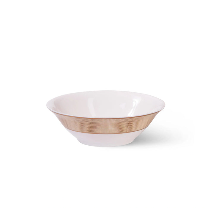 Fissman 1-Piece Serving Bowl 14cm, Porcelain Soup Bowl with Textured Pattern Golden-Rim