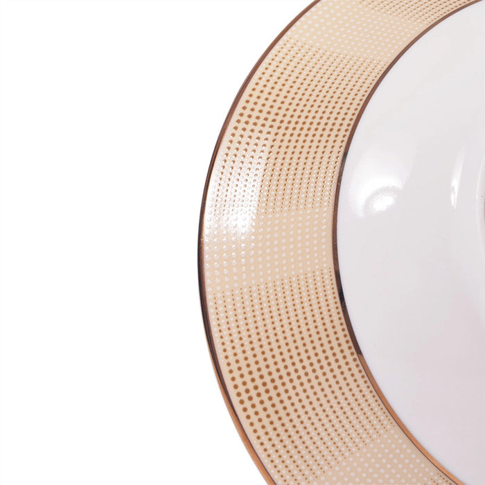 Fissman 1-Piece Serving Bowl 14cm, Porcelain Soup Bowl with Textured Pattern Golden-Rim