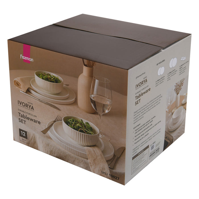 Fissman 12-Piece Tableware Set Ivorya (Durable Porcelain)