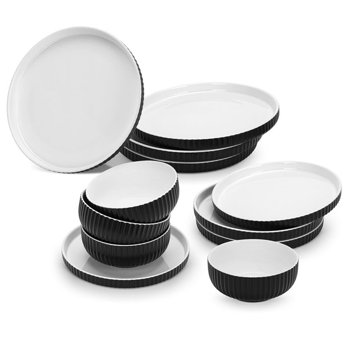 Fissman 12-Piece Tableware Set Onyx (Durable Porcelain)