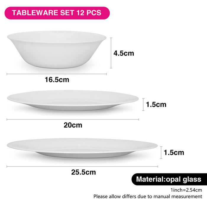 Fissman 12-Piecetableware Set Felizia Opal Glass