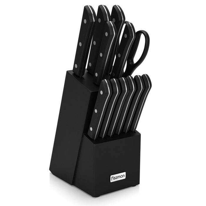 Fissman 13-Piece Knife Set Yasumoto with Wooden Block X30Cr13 Steel