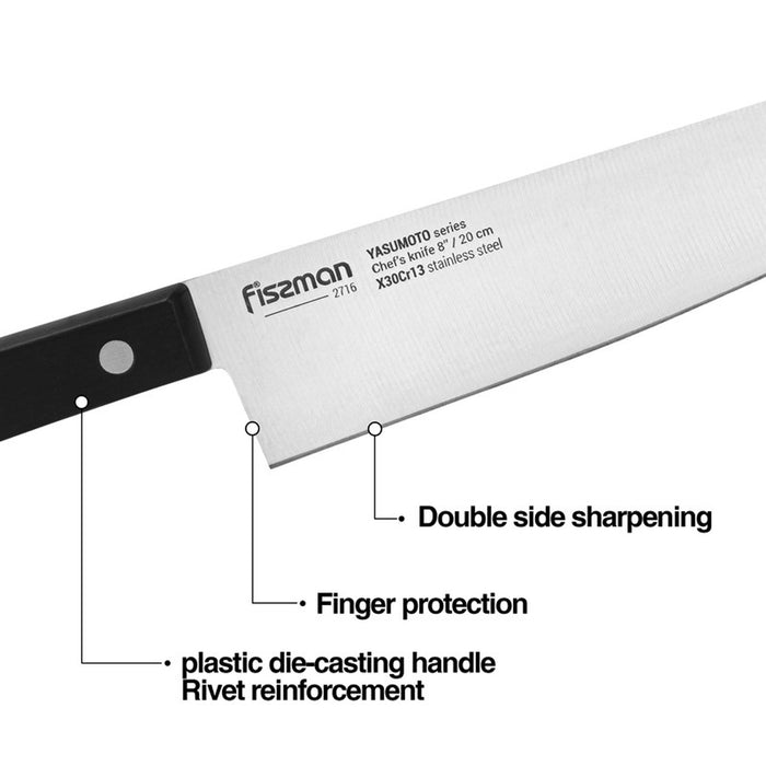 Fissman 13-Piece Knife Set Yasumoto with Wooden Block X30Cr13 Steel