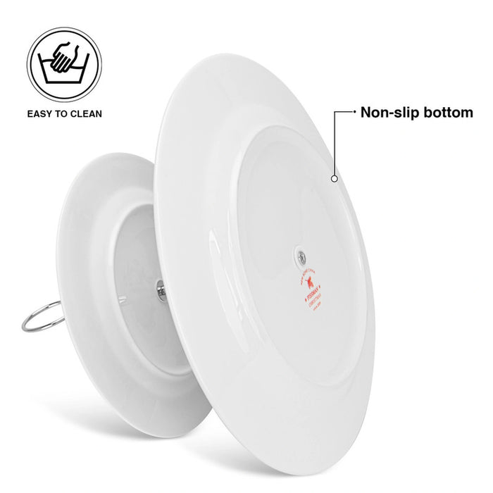 2-Tier Fruit Stand - 19cm/27cm Serving Plate, 22cm Stand - Christmas Themed-Design Cake Stand | New Bone Serving Plate | Stainless Steel Stand | for Fruit, Vegetable, Snack, Nuts