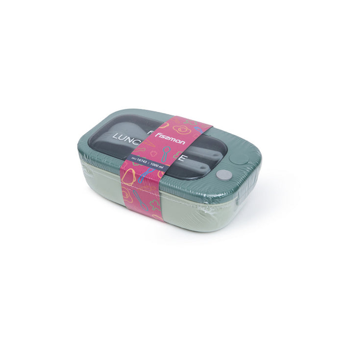 Fissman 2-Compartment Lunch Box 20.5cm/1000ml, Color Green Plastic