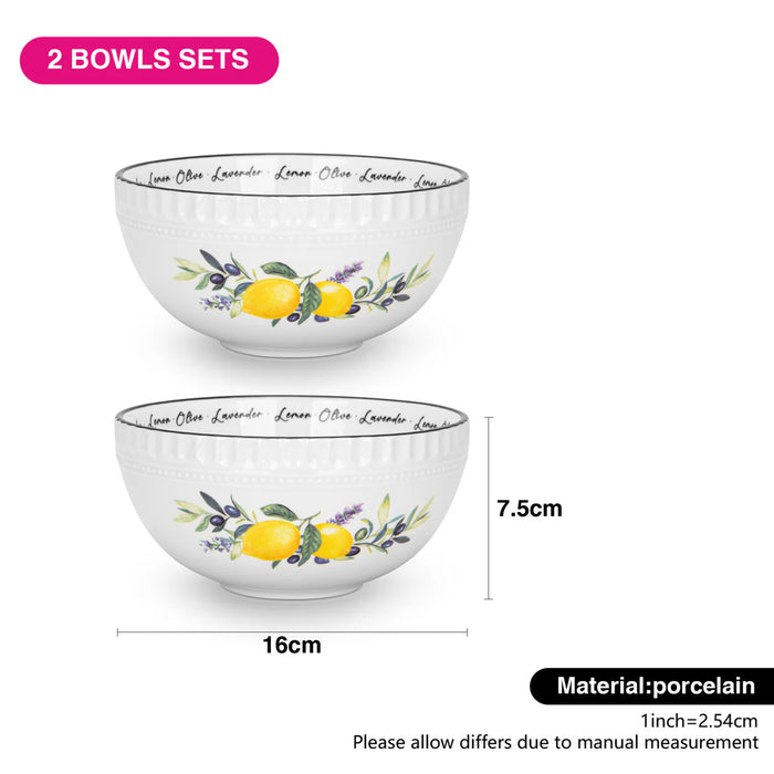Fissman 2-Piece Bowl Lemon Provence 16cm Porcelain