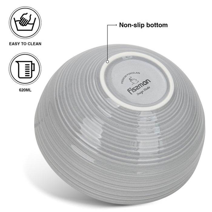 Fissman 2-Piece Bowls Firmina Gray 14.5/620ml New Bone China