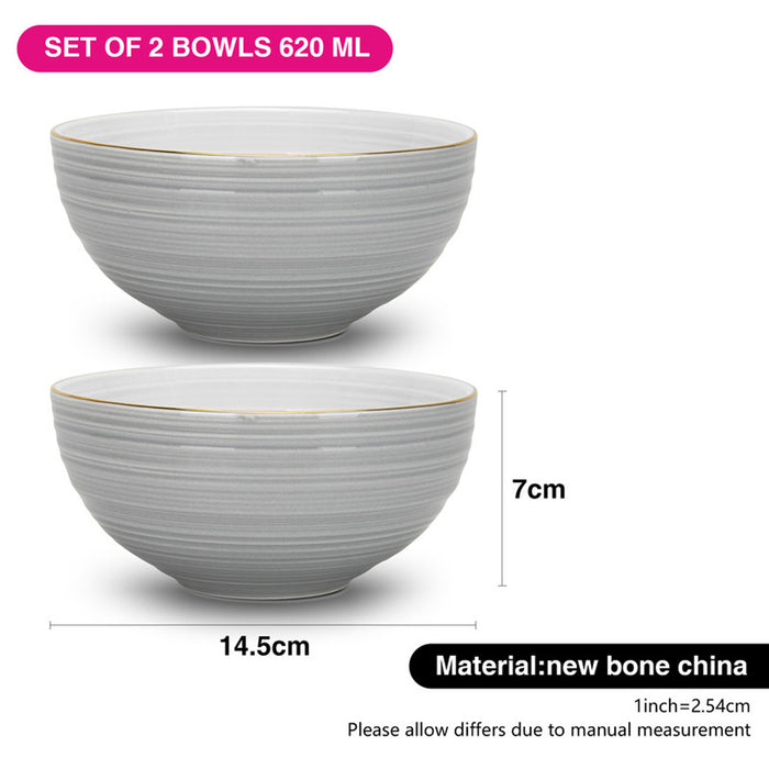 Fissman 2-Piece Bowls Firmina Gray 14.5/620ml New Bone China