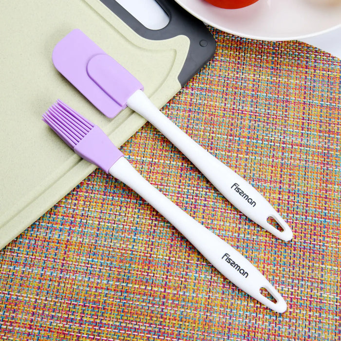 Fissman 2-Piece Brush And Spatula Set Purple 22cm