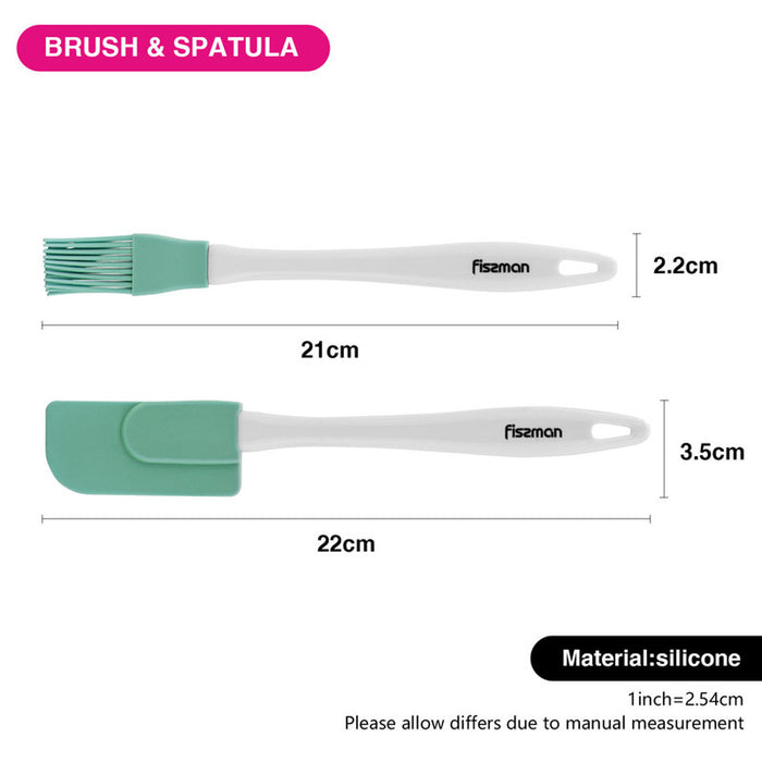 Fissman 2-Piece Brush And Spatula Set White/Green 22cm