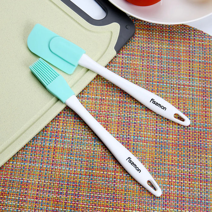 Fissman 2-Piece Brush And Spatula Set White/Green 22cm