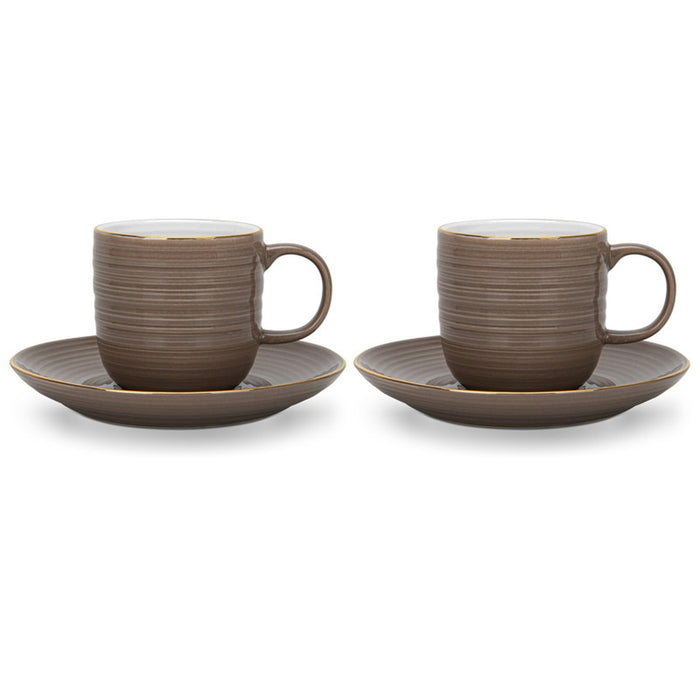 Fissman 2-Piece Cups Firmina Brown 180ml with Saucers New Bone China