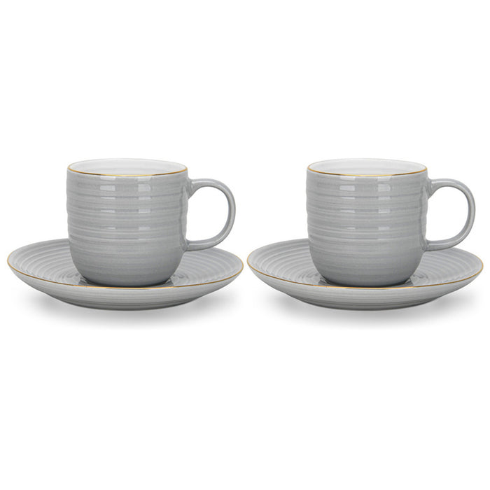 Fissman 2-Piece Cups Firmina Gray 180ml with Saucers New Bone China