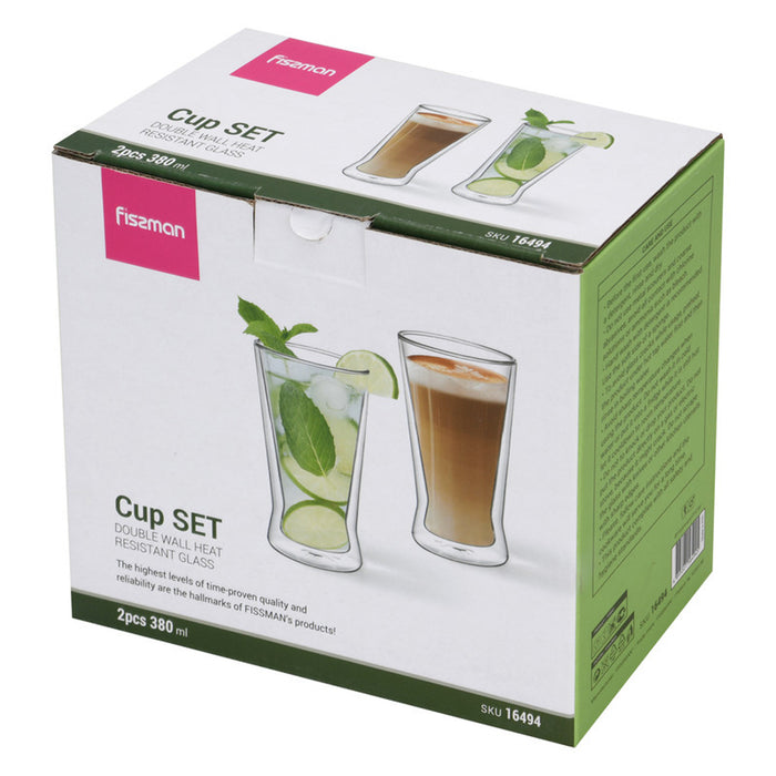 Fissman 2-Piece Double Wall Glasses 380 ml Borosilicate Glass