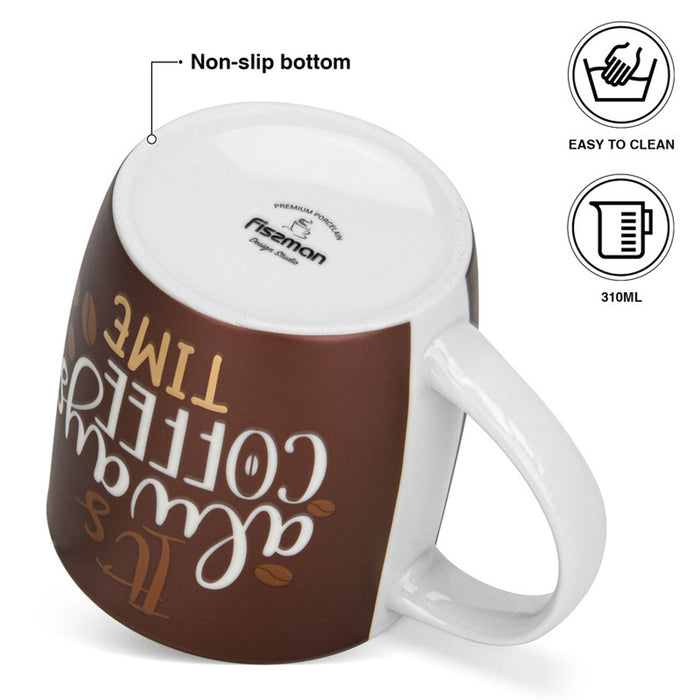 Fissman 2-Piece Mugs 310ml It's Always Coffee New Bone China