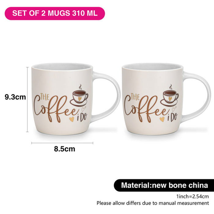 Fissman 2-Piece Mugs 310ml The Coffee I Do New Bone China