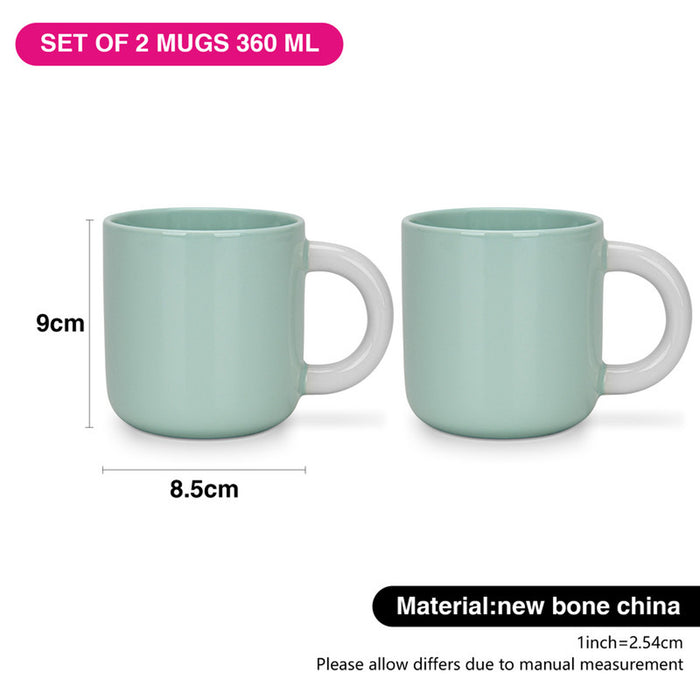 Fissman 2-Piece Mugs 360ml Green New Bone China