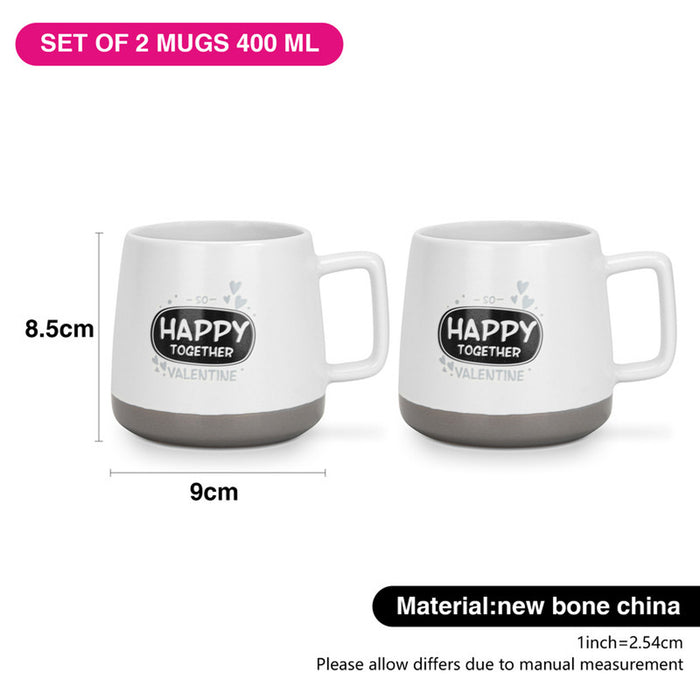 Fissman 2-Piece Mugs 400ml Happy Together New Bone China