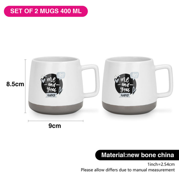 Fissman 2-Piece Mugs 400ml Me And You Happy New Bone China