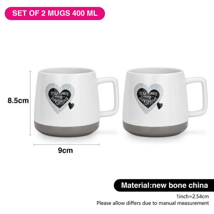 Fissman 2-Piece Mugs 400ml You Are My Sunshine New Bone China