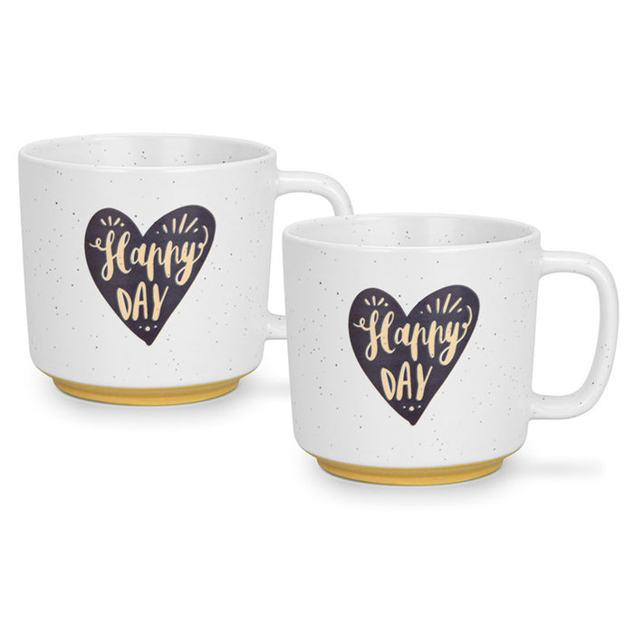 Fissman 2-Piece Mugs 490ml Happy Day With Heart New Bone China