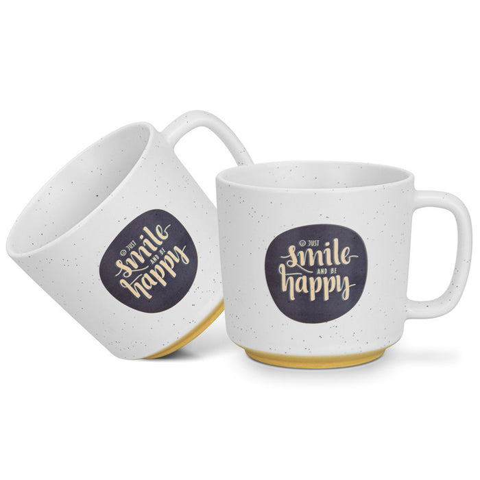 Fissman 2-Piece Mugs 490ml Smile Happy New Bone China