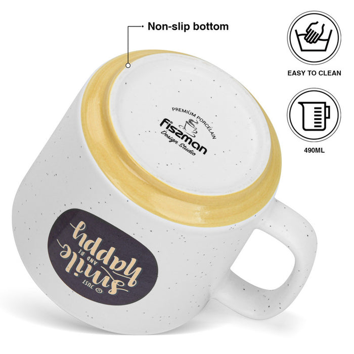Fissman 2-Piece Mugs 490ml Smile Happy New Bone China