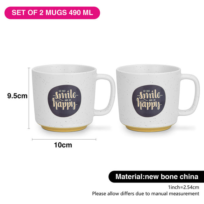 Fissman 2-Piece Mugs 490ml Smile Happy New Bone China