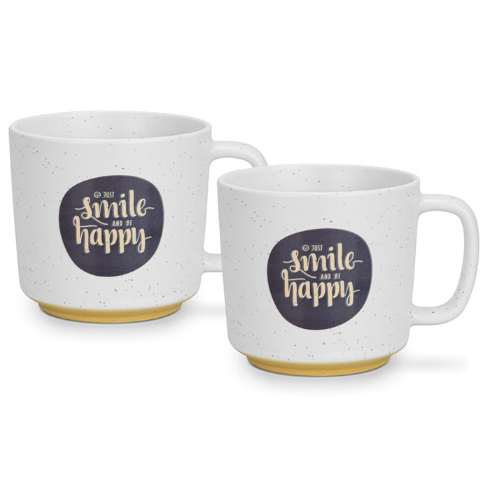 Fissman 2-Piece Mugs 490ml Smile Happy New Bone China