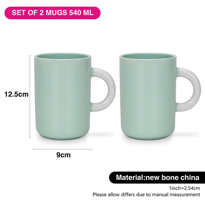 Fissman 2-Piece Mugs 540ml Green New Bone China