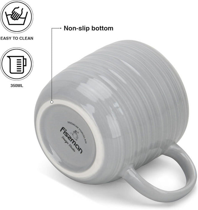 Fissman 2-Piece Mugs Firmina Gray 350ml New Bone China