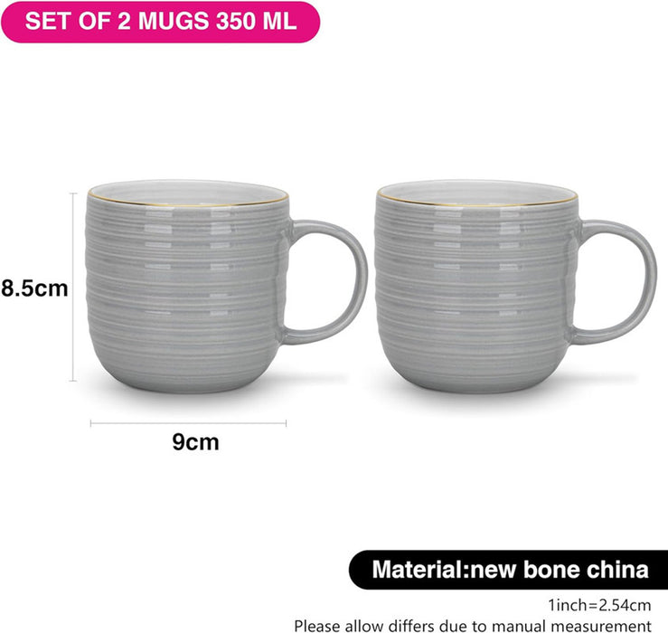 Fissman 2-Piece Mugs Firmina Gray 350ml New Bone China