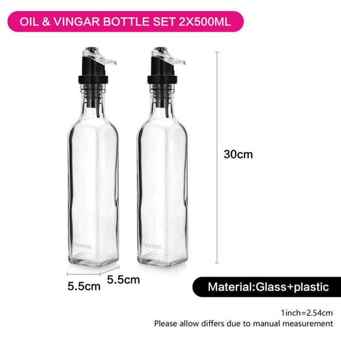 Fissman 2-Piece Oil And Vinegar Bottle Set Clear 2x500ml